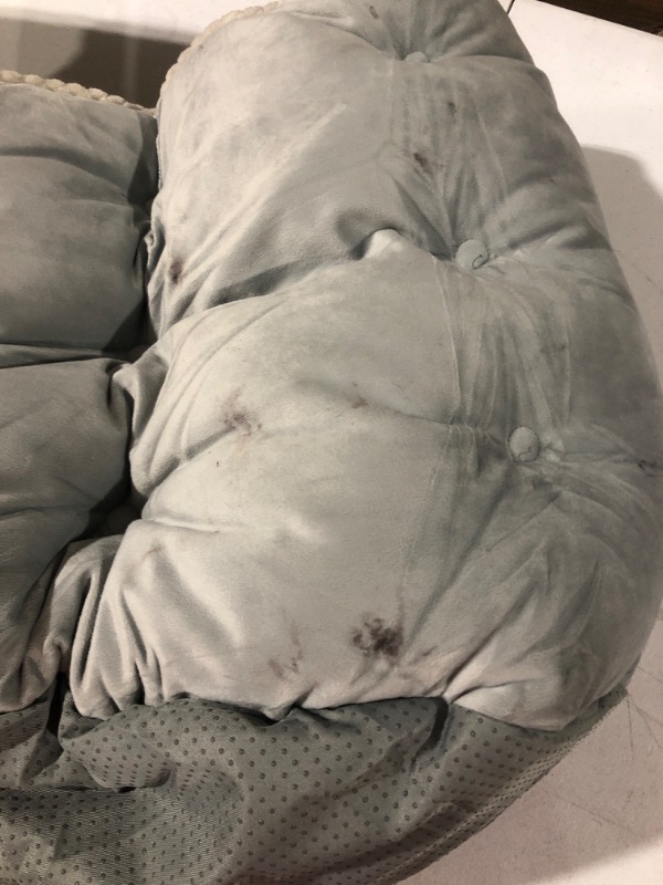 Photo 1 of *SEE NOTES* Furhaven Minky Plush & Velvet Calming Pet Hug Bed - Silver Gray, 24-inch 