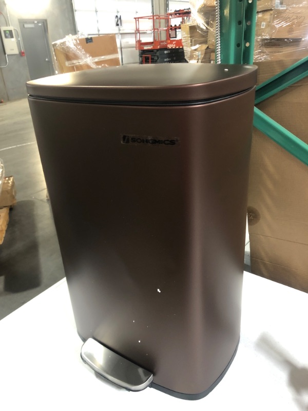 Photo 1 of *SEE NOTES* SONGMICS 13 Gallon Trash Can, Stainless Steel Kitchen Garbage Can Brown