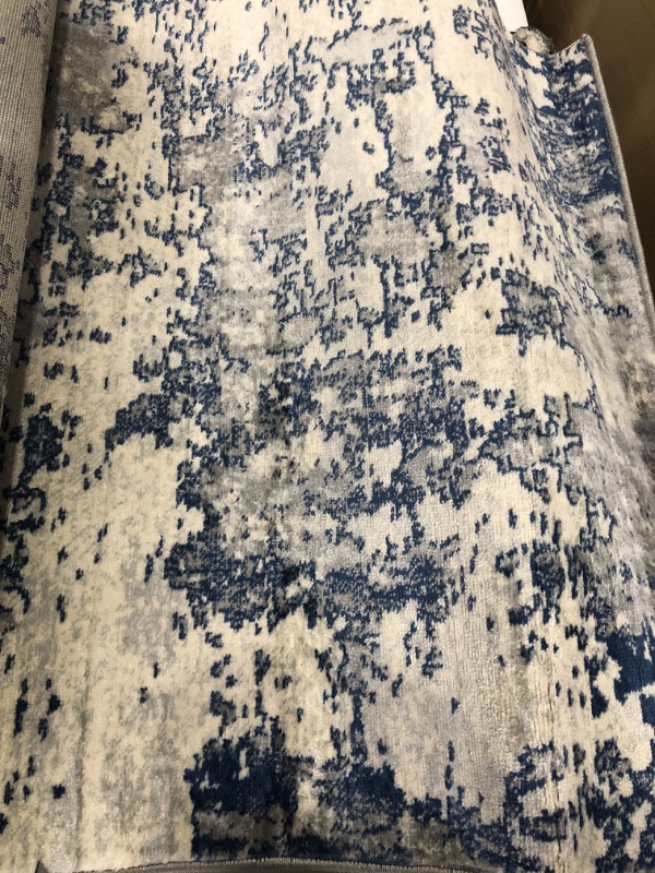 Photo 2 of  Modern Abstract Area Rug 2 ft 7 in x 7 ft 3 in Charcoal/Dark Blue