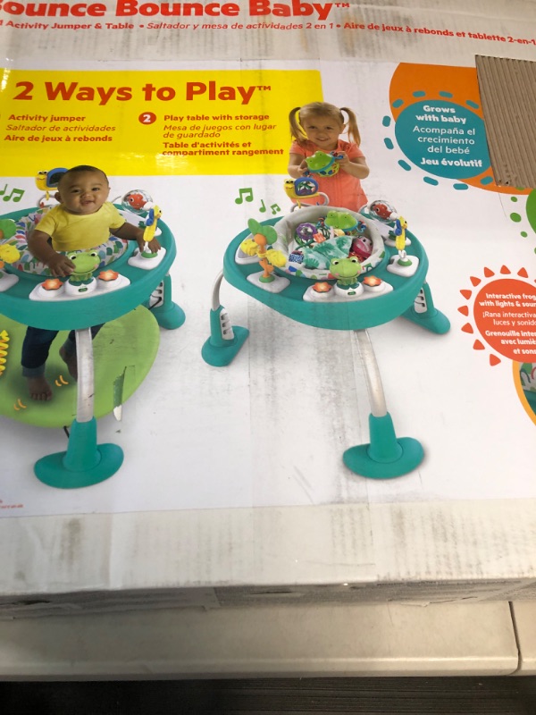 Photo 2 of Bright Starts Bounce Bounce Baby 2-in-1 Activity Center Jumper & Table - Playful Pond (Green), 6 Months+