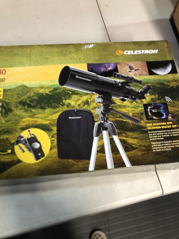 Photo 2 of Celestron - 80mm Travel Scope - Portable Refractor Telescope - Fully-Coated Glass Optics - Ideal Telescope for Beginners - Bonus Astronomy Software Package - Digiscoping Smartphone Adapter