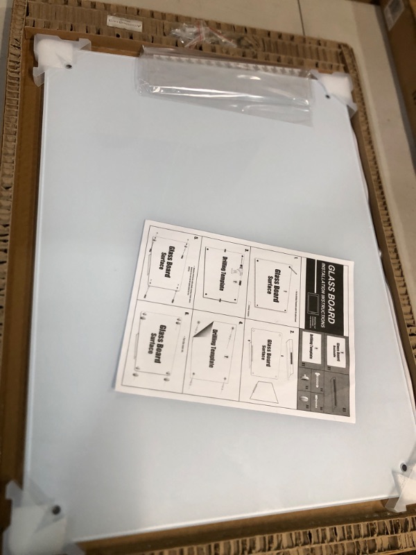 Photo 1 of Glass Magnetic Dry Erase Board, 24''x18'' Large White Glass Board Hanging Mount