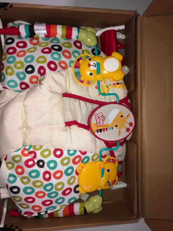 Photo 2 of Bright Starts Playful Pinwheels Portable Baby Bouncer with Vibrating Infant Seat and-Toy Bar.