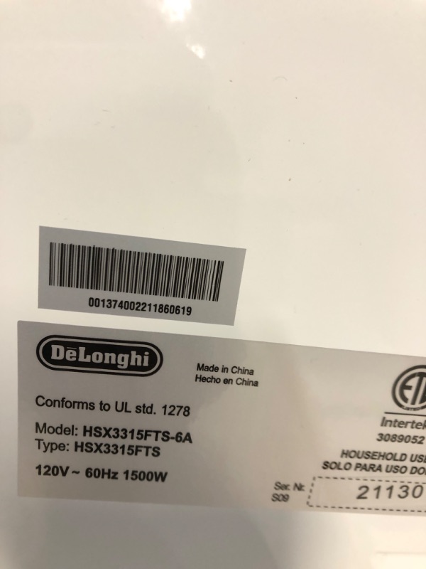 Photo 1 of De'Longhi Digital 1500W Convection Panel Heater with Dual Fan, 16 lbs, White-Slim Style