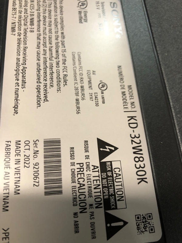 Photo 1 of Sony 32 Inch 720p HD LED HDR TV W830K Series with Google TV and Google Assistant-2022 Model