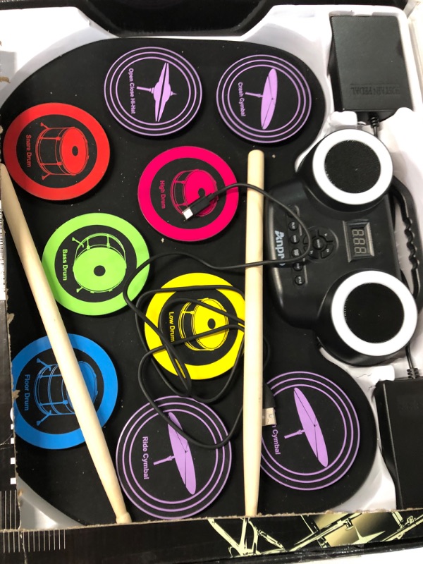 Photo 1 of Anpro Electronic Drum Set for Kids | Adult, Musical Instrument Drum Practice Pad Kit 