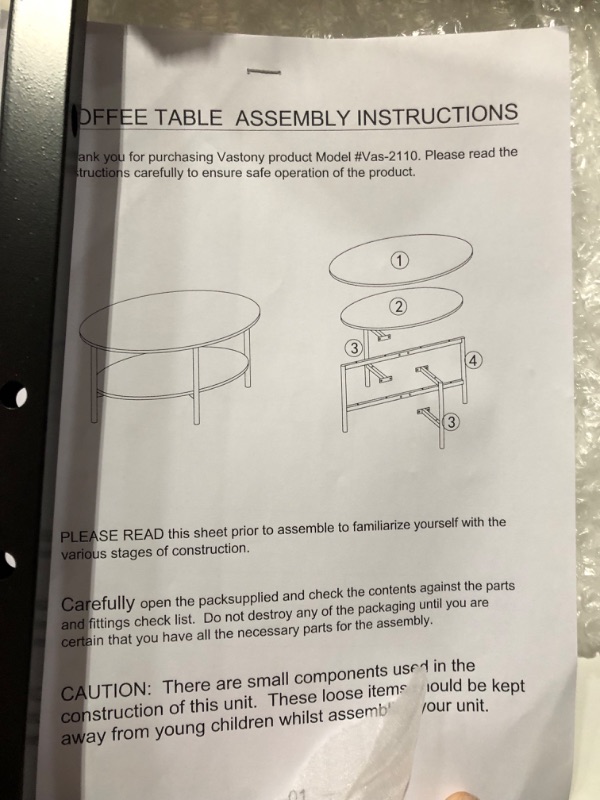 Photo 6 of **FOR PARTS ONLY**
Vastony Coffee Table for Living Room, 2-Tier Brown Oval Coffee Table with Sturdy Carbon Steel Legs