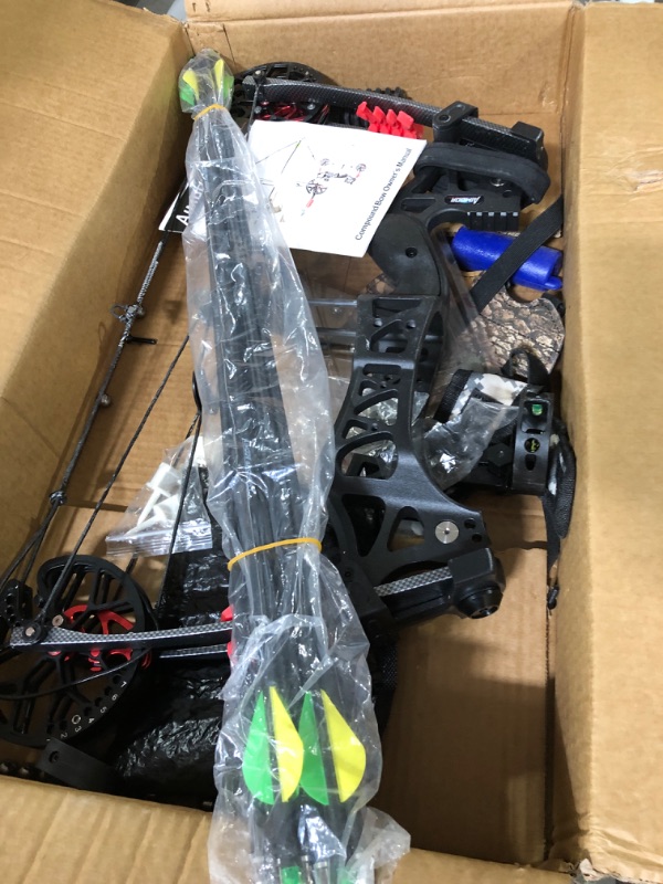 Photo 2 of (READ NOTES) Aimdorarchery Compound Bow Kit with 100 Pcs Steel Balls 23.5”-28.5”Draw Length,30-60 Lbs Draw Weight up to 345 fps No Bow Press Needed Limbs Made in USA Full Kit