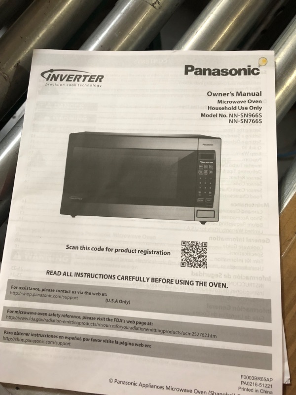 Photo 4 of **PARTS ONLY**
Panasonic Microwave Oven NN-SN966S Stainless Steel Countertop/Built-In with Inverter Technology and Genius Sensor, 2.2 Cubic Foot