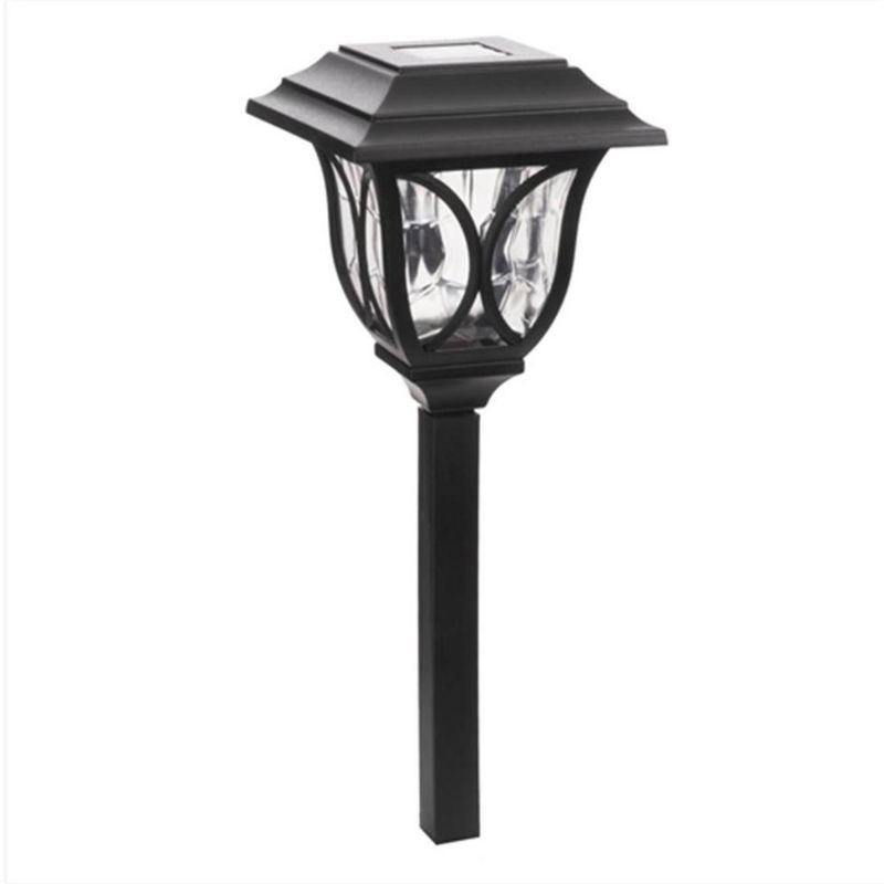 Photo 1 of Hampton Bay 6-Light Black Solar LED Outdoor Post Light 8 Lumens Square Cage