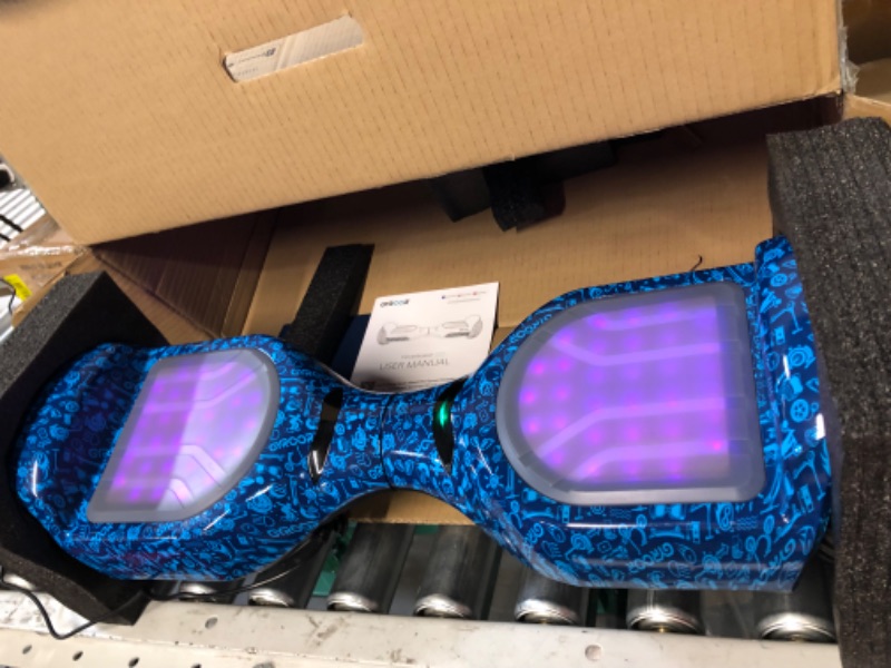 Photo 3 of * Battery will not hold a charge * sold for parts or repair *
Gyroor Hoverboard G11 Newest Flash Light with 500W Motor, 6.5" Self Balancing with Bluetooth Music Speaker -Sun Blue