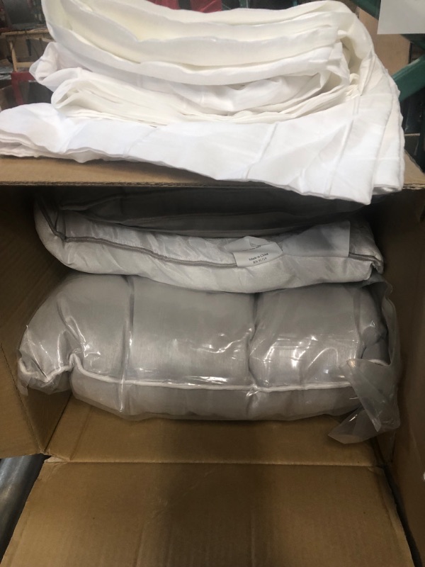Photo 1 of **MISSING COMFORTER**  Madison Park Hampton Luxe Set-Modern Stitching Design Bedding  and Shams, Throw Pillow,  White 5 Piece - 