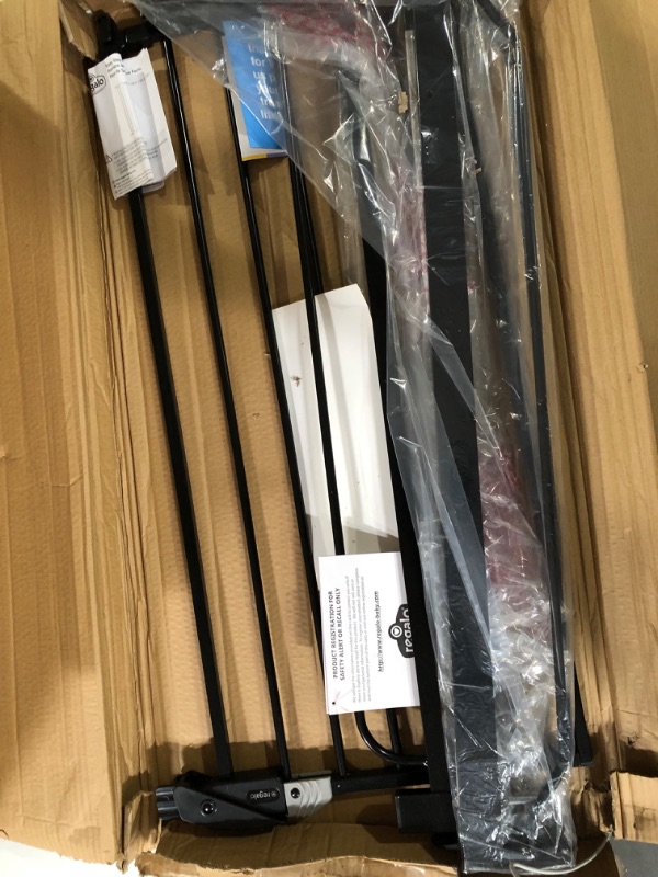 Photo 1 of Regalo Easy Step Extra Tall Walk Thru Baby Gate, Bonus Kit, Includes 4-Inch Extension Kit, 4 Pack of Pressure Mount Kit and 4 Pack of Wall Cups and Mounting Kit, Black