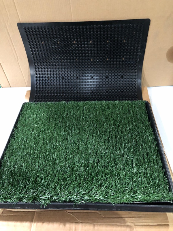 Photo 2 of Artificial Grass Puppy Pee Pad for Dogs and Small Pets - 20x25 Reusable 3-Layer Training Potty Pad with Tray - Dog Housebreaking Supplies by PETMAKER