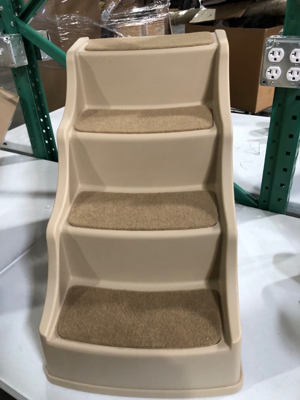 Photo 2 of Amazon Basics 4 Step Non Slip Pet Stairs for Dogs and Cats, Tan 4-Step Tan