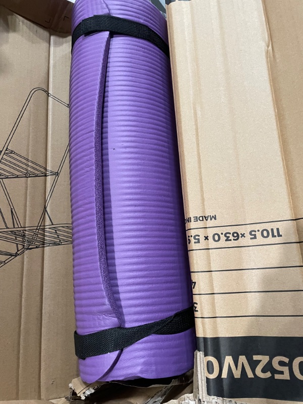 Photo 2 of BalanceFrom All Purpose 1/2-Inch Extra Thick High Density Anti-Tear Exercise Yoga Mat with Carrying Strap and Yoga Blocks Purple Mat Only