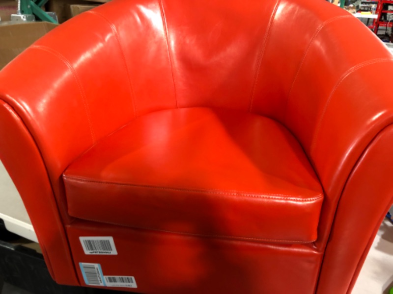 Photo 2 of **SEE NOTES** 
Christopher Knight Home Napoli Bonded Leather Club Chair, Orange 31.69 by 27.92 by 30.7