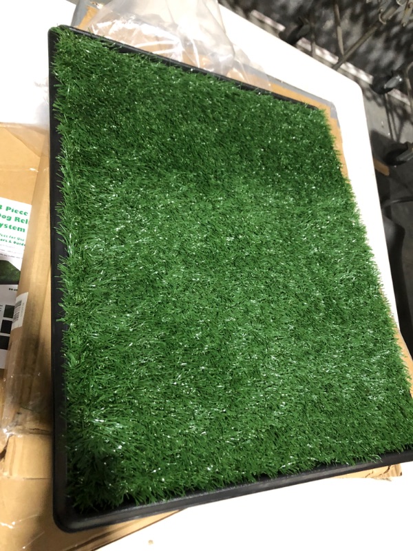 Photo 4 of Artificial Grass Puppy Pee Pad for Dogs and Small Pets - 20x25 Reusable 3-Layer Training Potty Pad with Tray - Dog Housebreaking Supplies by PETMAKER