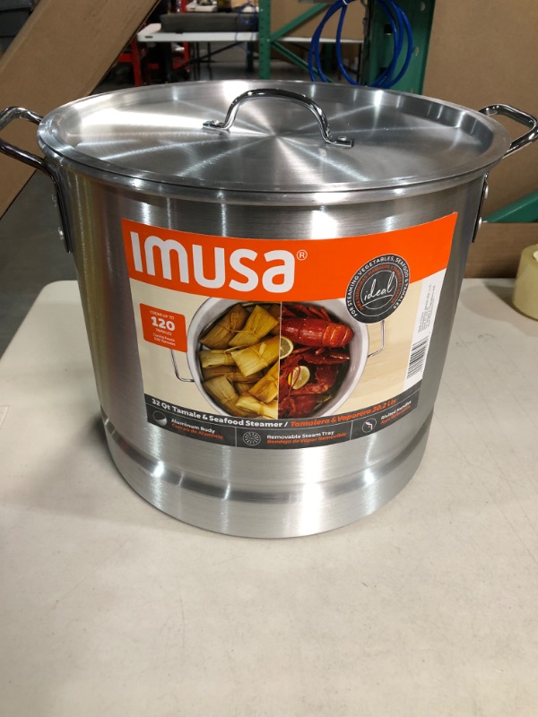 Photo 2 of **USED/SE NOTES** IMUSA USA Aluminum Tamale and Steamer Pot 32-Quart, Silver