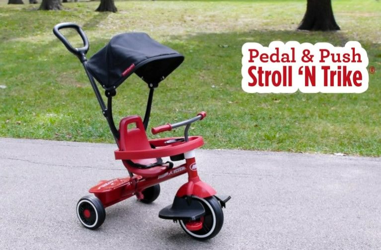 Photo 1 of **USED/ SEE NOTES** Radio Flyer Deluxe Steer & Stroll Ride-On Trike, Tricycle For Toddlers Red