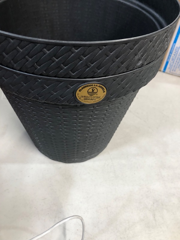 Photo 3 of **NEW/SEE NOTES** Elly Décor 12-inch Square Plastic Planter with Drainage Hole, Plant Pot, Black 11"x12"