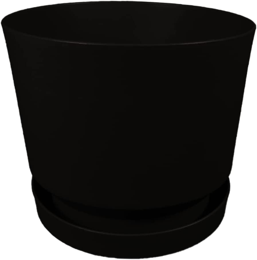 Photo 1 of **NEW/SEE NOTES** Elly Décor 12-inch Square Plastic Planter with Drainage Hole, Plant Pot, Black 11"x12"