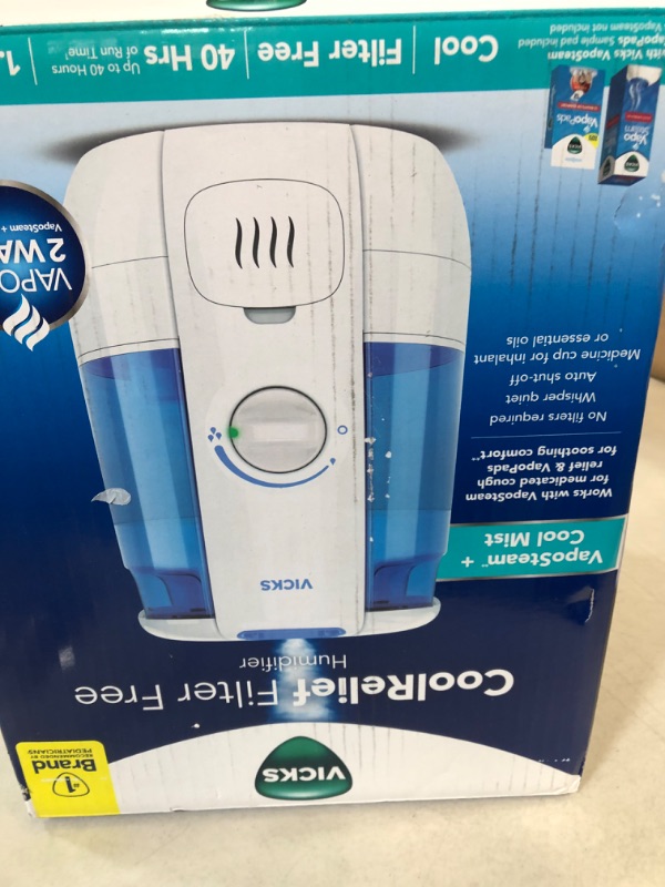 Photo 3 of **NEW** Vicks Filter-Free CoolRelief Cool Mist Humidifier, Medium Room, 1.2 Gallon Tank 