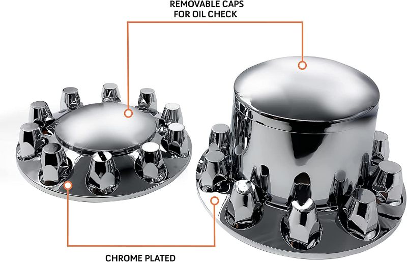 Photo 1 of **NEW/SEE NOTES** TORQUE Chrome Front and Rear Axle Complete Wheel Cover Set  Semi Trucks  (2 Front & 4 Rear)