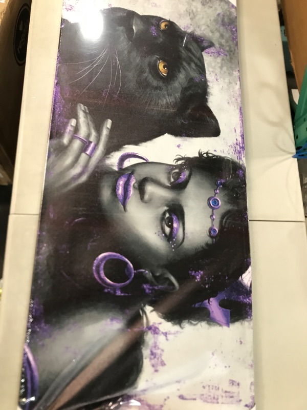 Photo 1 of Kalormore Fashion Charm African American Woman with Purple Queen Crown and Black Panther Painting Wall Decoration (Purple)