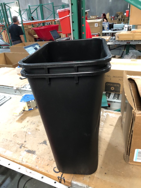 Photo 3 of AmazonCommercial 10 Gallon Commercial Office Wastebasket, Black, 2-Pack BLACK 10 GALLON 2 pack- SMALL DENT 