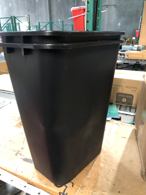 Photo 2 of AmazonCommercial 10 Gallon Commercial Office Wastebasket, Black, 2-Pack BLACK 10 GALLON 2 pack- SMALL DENT 