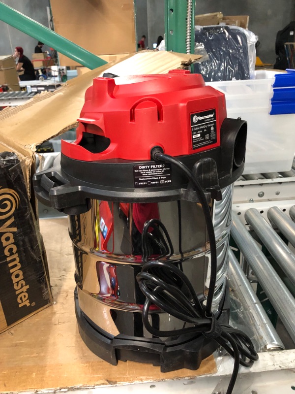 Photo 3 of (MINOR DAMAGE) Vacmaster Red Edition VOC508S 1101 Stainless Steel Wet Dry Shop Vacuum 5 Gallon 4 Peak HP 1-1/4 inch Hose Powerful Suction with Blower Function