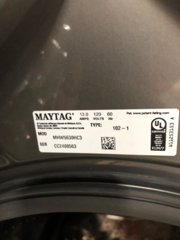 Photo 9 of **TESTED** DAMAGED TRAY Maytag 4.5-cu ft High Efficiency Stackable Steam Cycle Front-Load Washer (Metallic Slate)