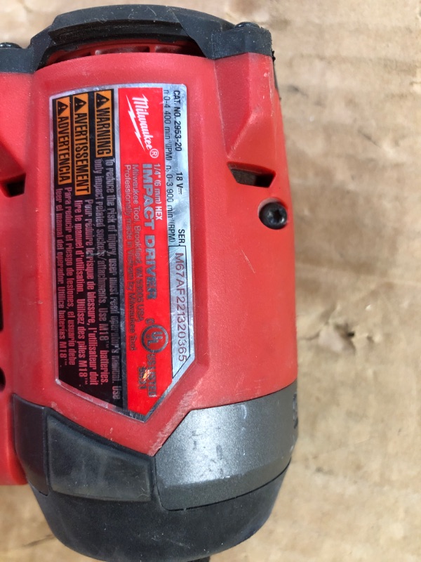 Photo 2 of ***READ NOTES***Milwaukee 2953-20 18V Lithium-Ion Brushless Cordless 1/4'' Hex Impact Driver (Bare Tool), Red