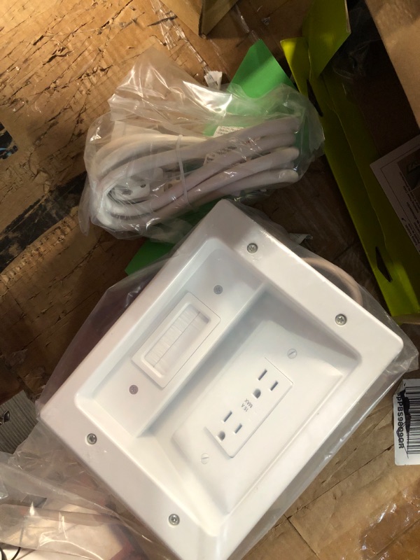 Photo 2 of Legrand - OnQ In Wall TV Power Kit, TV Outlet Wall Kit Powers Multiple Devices, Cable Management Box Hides Cords, Recessed TV Outlet Works with All Plugs, 6FT Power Cable Cord, White, CPT306WV1 In-Wall TV Power Kit (New Version)