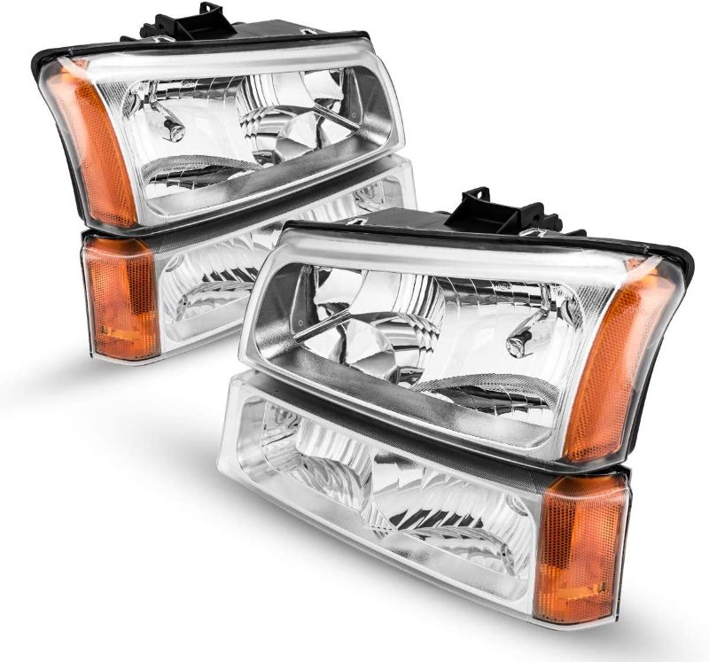 Photo 1 of Torchbeam Silverado Headlight from, Replacement Headlight Assembly for 2003-2006 Silverado/Avalanche 1500/2500/3500 Chrome Housing Amber Reflector Clear Lens Driver and Passenger Side