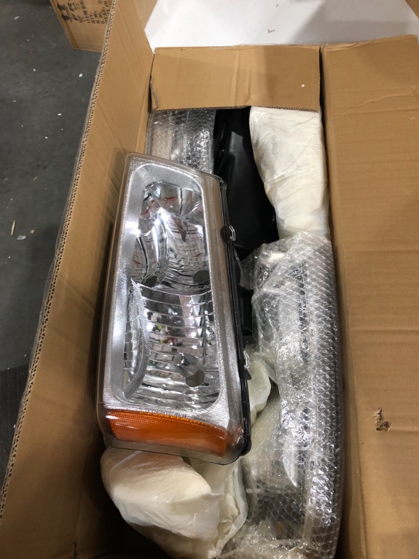 Photo 1 of Torchbeam Silverado Headlight from, Replacement Headlight Assembly for 2003-2006 Silverado/Avalanche 1500/2500/3500 Chrome Housing Amber Reflector Clear Lens Driver and Passenger Side