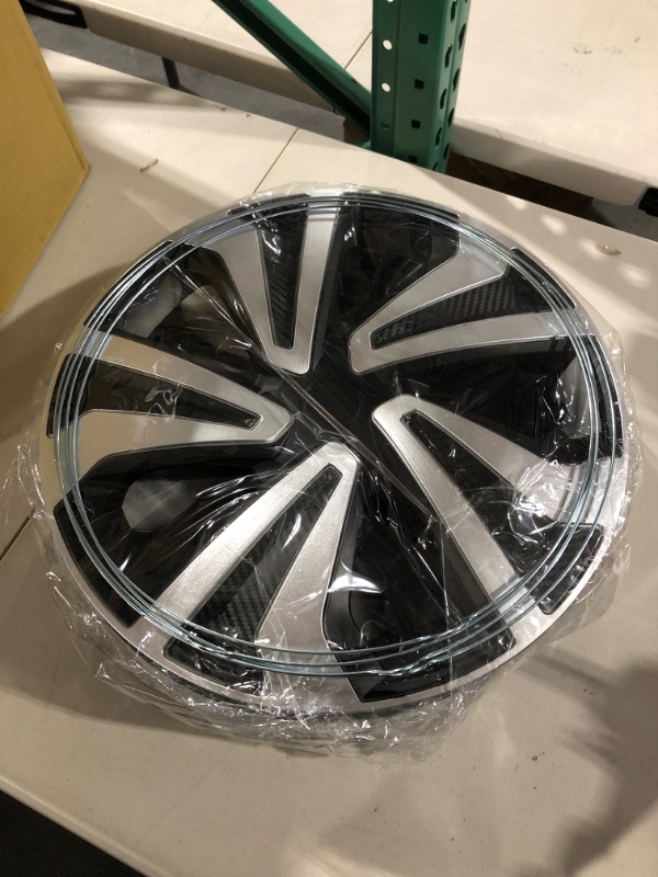 Photo 2 of QUALITYFIND 16 inch Hubcaps Universal Hubcap Black & Silver Wheel Cover