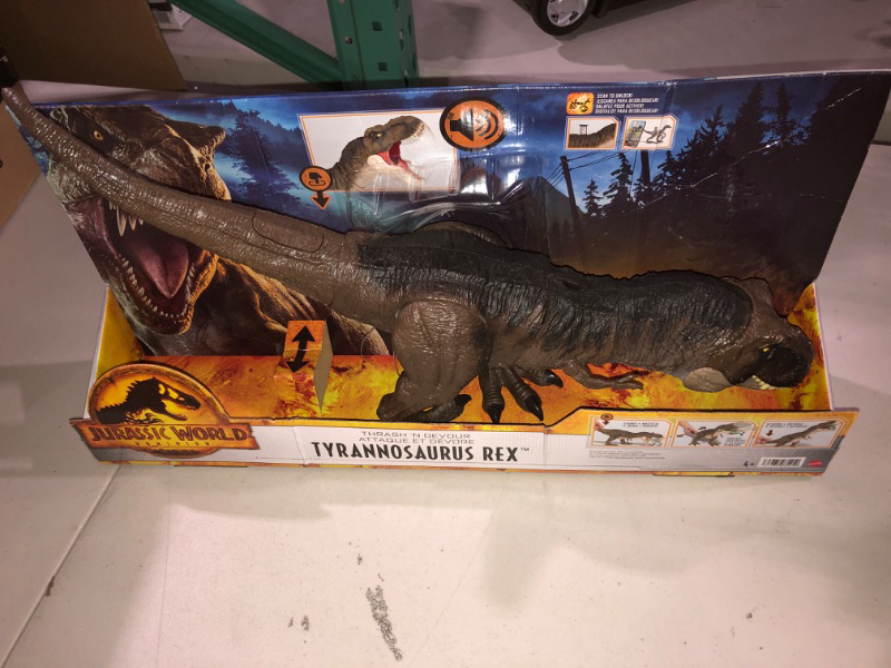 Photo 2 of ?Jurassic World Dominion Dinosaur T Rex Toy, Thrash ‘N Devour Tyrannosaurus Rex 