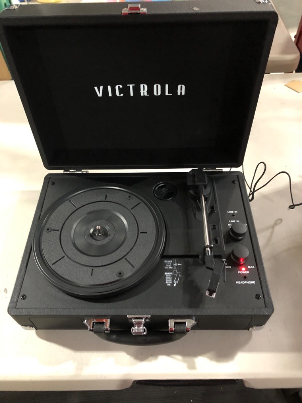 Photo 3 of Victrola Vintage 3-Speed Bluetooth Portable Suitcase Record Player with Built-in Speakers 