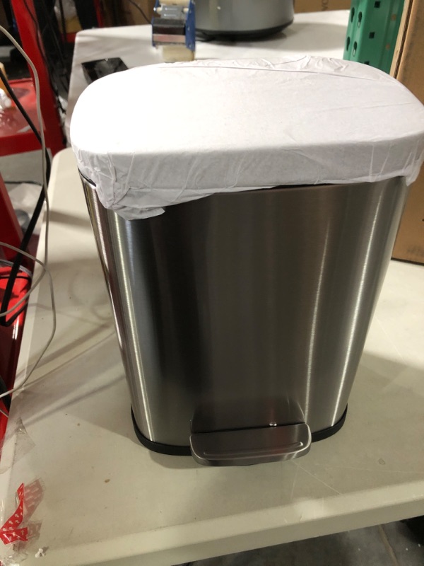 Photo 2 of **NEW** Amazon Basics 5 Liter / 1.3 Gallon Soft-Close, Smudge Resistant Trash Can