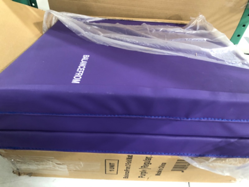 Photo 3 of BalanceFrom 2" Thick Tri-Fold Folding Exercise Mat with Carrying Handles for MMA, Gymnastics and Home Gym Protective Flooring Purple