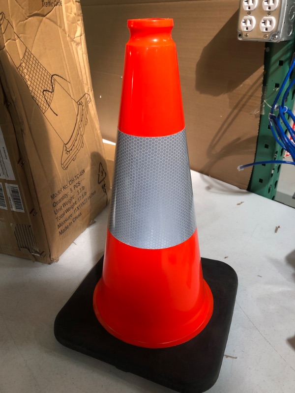 Photo 2 of (5 Cones) BESEA 18" inch Orange PVC Safety Traffic Cone 