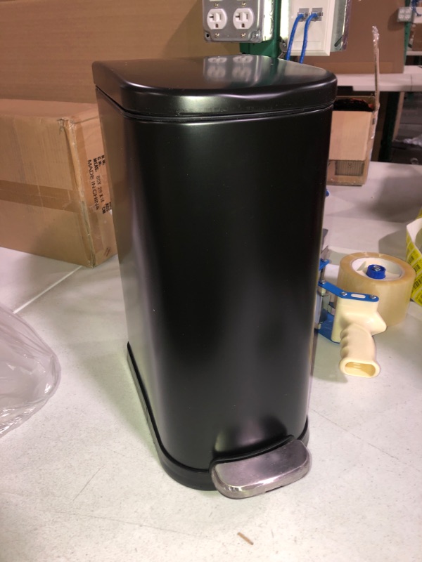 Photo 2 of BETHEBEST 10 Liter/ 2.6 Gallon Black Bathroom Trash Can with Lid,Slim Step Trash Can with Removable Inner Bucket 