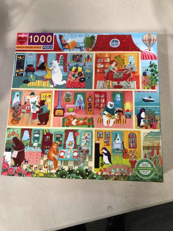 Photo 2 of *USED* eeBoo: Piece and Love Koala House Party 1000 Piece Square, Jigsaw Puzzle