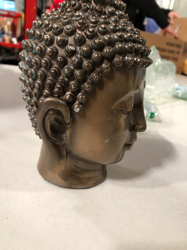 Photo 3 of *USED* 6.5 Inch Buddha Head Buddhist Religious Bronze Finish Statue Figurine