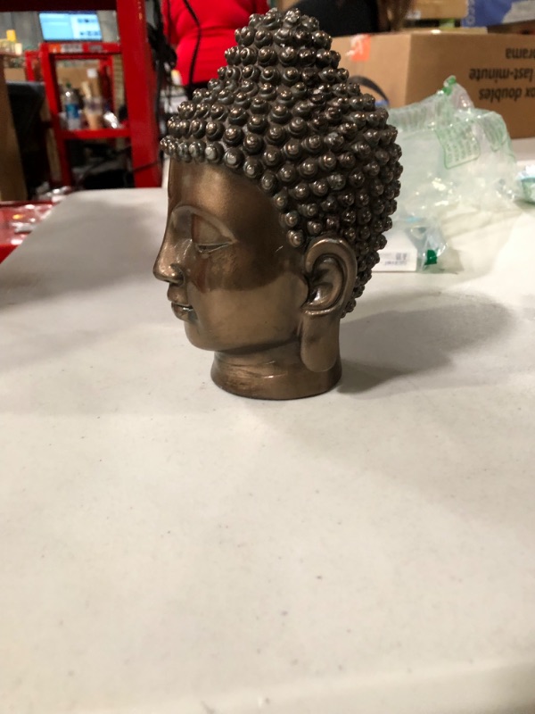 Photo 4 of *USED* 6.5 Inch Buddha Head Buddhist Religious Bronze Finish Statue Figurine