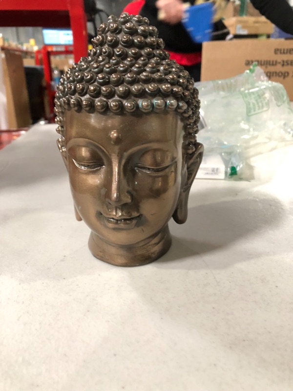 Photo 2 of *USED* 6.5 Inch Buddha Head Buddhist Religious Bronze Finish Statue Figurine