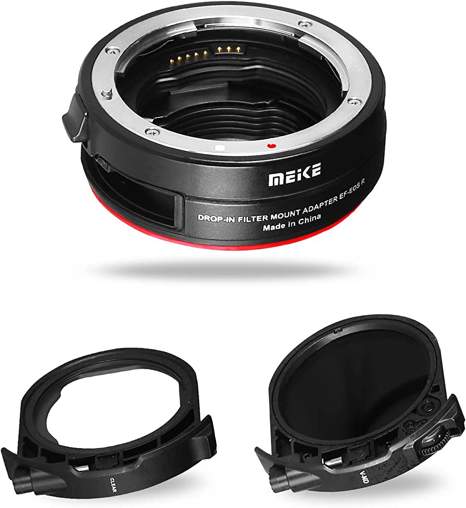 Photo 1 of Meike MK-EFTR-C VND Drop-in Filter Auto-Focus Mount Lens Adapter for Canon EF to EOSR with Variable ND Filter and UV Filter for EOS R R5 R6 RP R7 R10 C70 Cameras