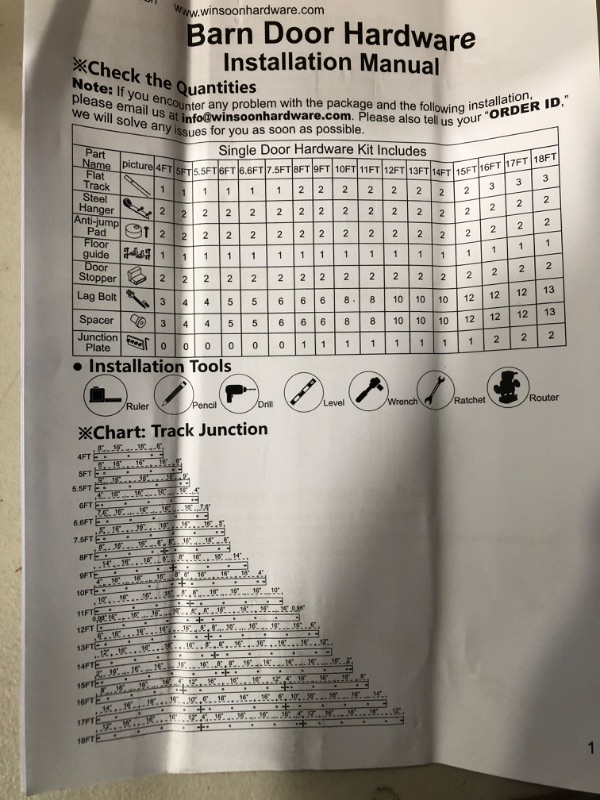 Photo 2 of *NEW*WINSOON Sliding Barn Door Hardware Kit  10FT Track Kit Hardware Kit for 1 Door